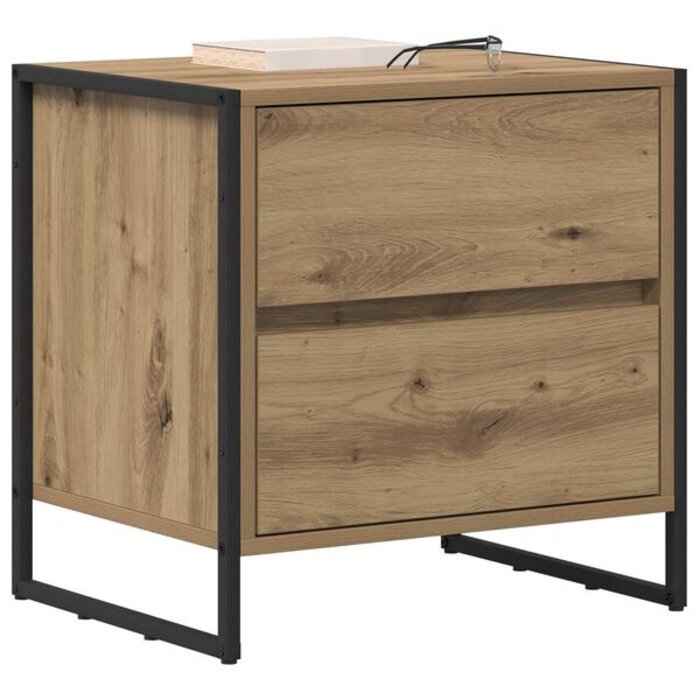 Lot de 2 tables de chevet style industriel - Chêne - Jusqu'à -34%