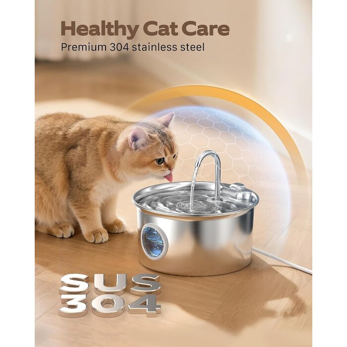Fontaine à eau pour chat inox 2,6L - Silencieuse - Jusqu'à -32%