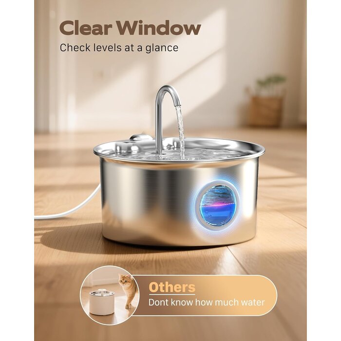 Fontaine à eau pour chat inox 2,6L - Silencieuse - Jusqu'à -32%