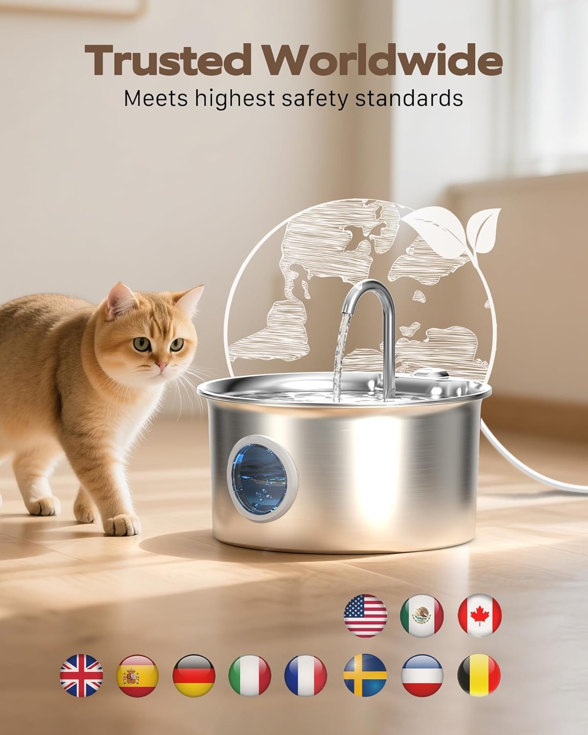 Fontaine à eau pour chat inox 2,6L - Silencieuse - Jusqu'à -32%