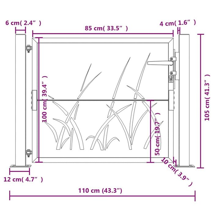Portillon de jardin design 105x105 cm - Acier anthracite - Jusqu'à -35%