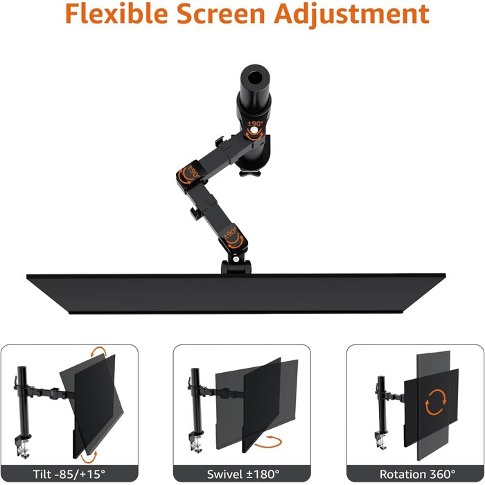 Bras de moniteur ergonomique réglable - Noir - Jusqu'à 32% de remise
