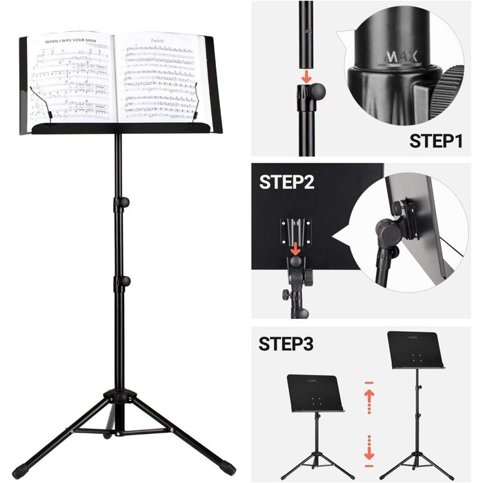 Pupitre à musique pliable - Réglable 80-145 cm - Jusqu'à 32% de remise