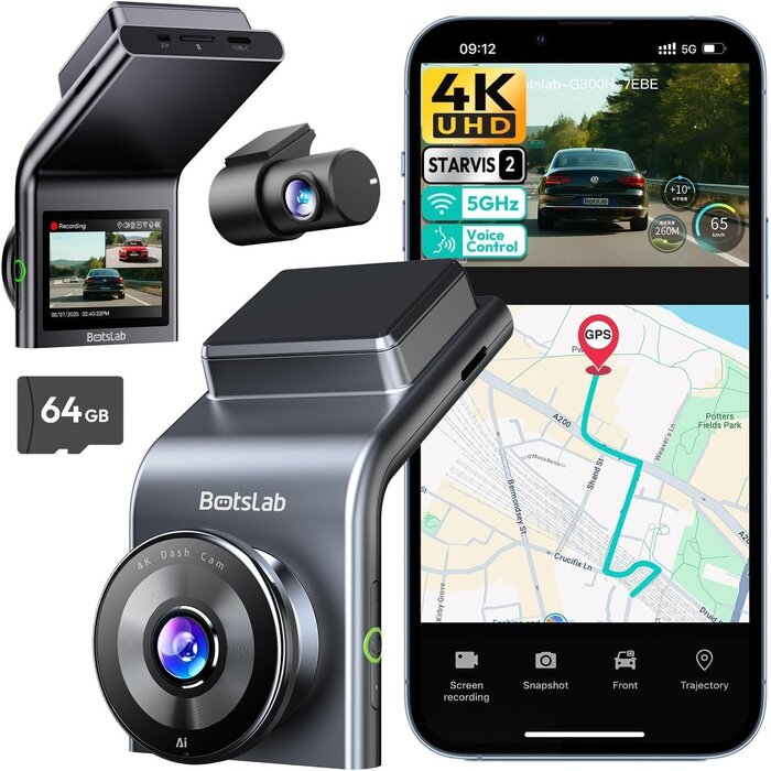 Dashcam 4K Avant & Arrière avec GPS et Wi-Fi - Jusqu'à -35%