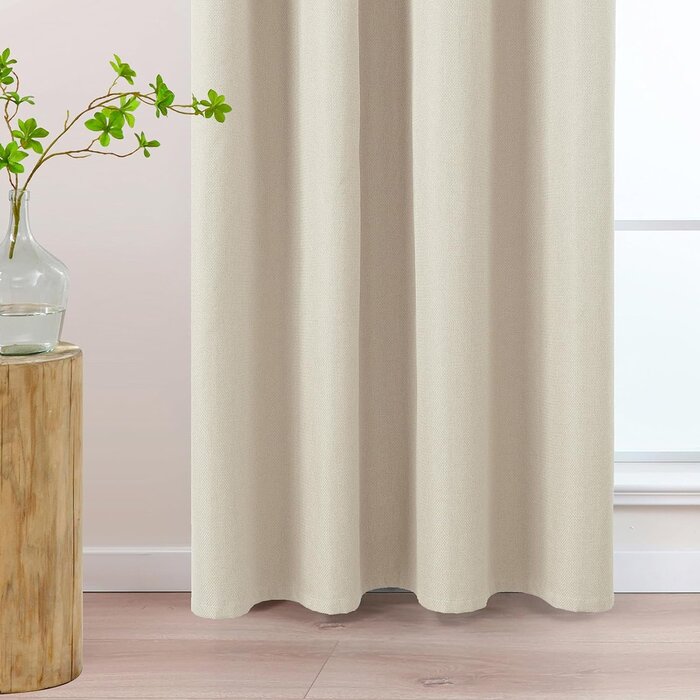 Rideaux occultants aspect lin beige 132x245cm - Lot de 2 - Jusqu'à 28% de remise