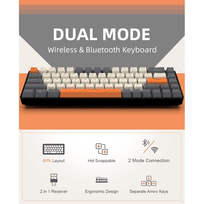 Clavier mécanique gaming 60% sans fil - Jusqu'à 32% de remise