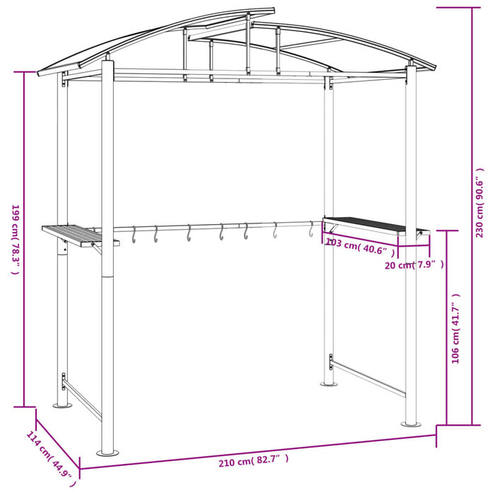 Abri pour barbecue en acier anthracite - Jusqu'à 35% de remise