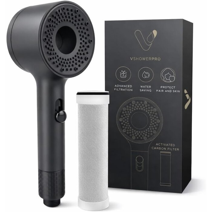 Pommeau de douche haute pression filtrant - Noir - Jusqu'à -33%
