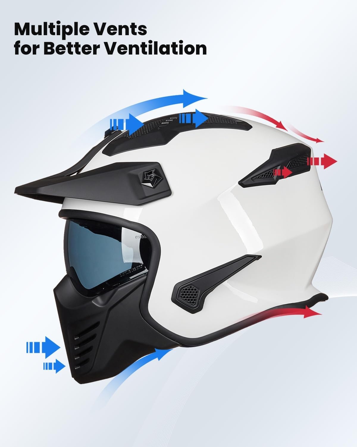 Casque Moto Jet Vintage Blanc Mentonnière Amovible - Jusqu'à 63% de remise