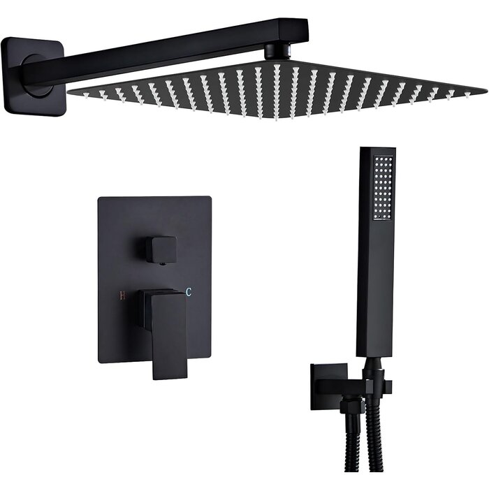 Ensemble de douche encastrable noir 25x25cm - Jusqu'à 34% de remise