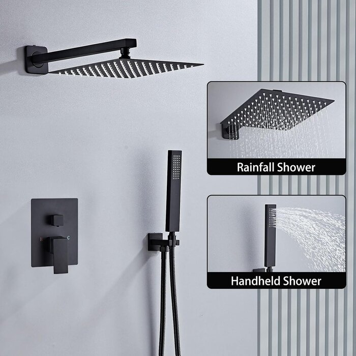 Ensemble de douche encastrable noir 25x25cm - Jusqu'à 34% de remise