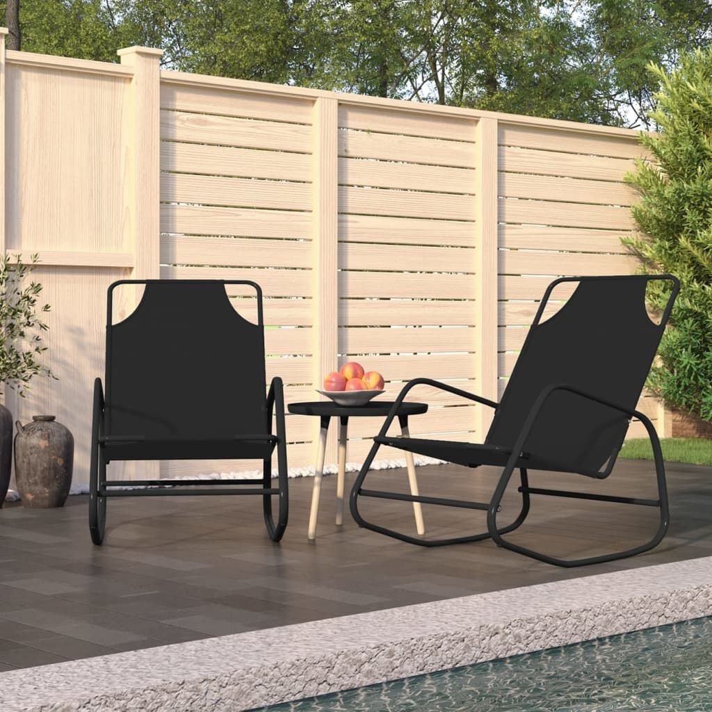 Lot de 2 chaises longues à bascule noires - Jusqu'à -34% de remise