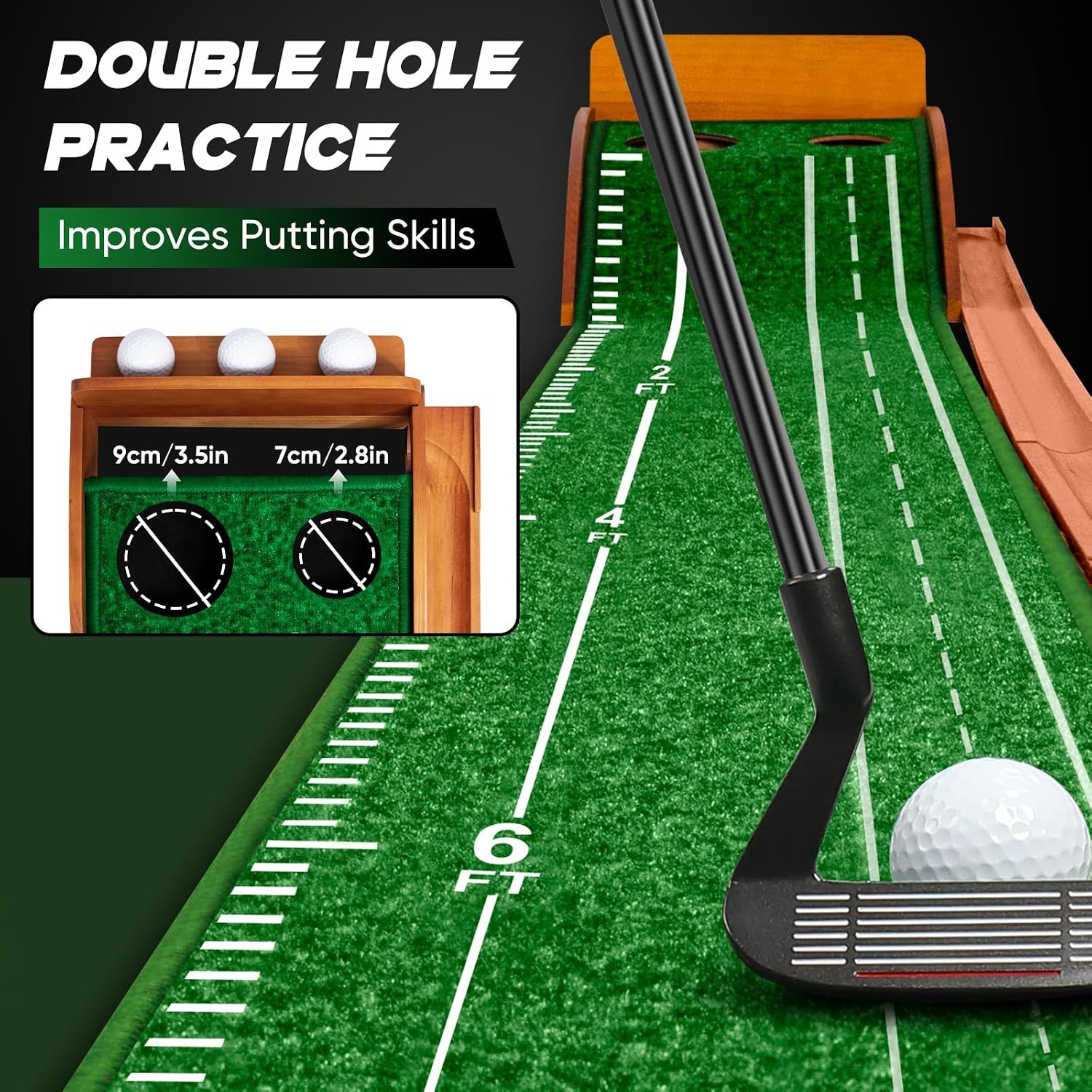 Tapis de Putting de Golf avec Retour Automatique - Jusqu'à 34% de remise