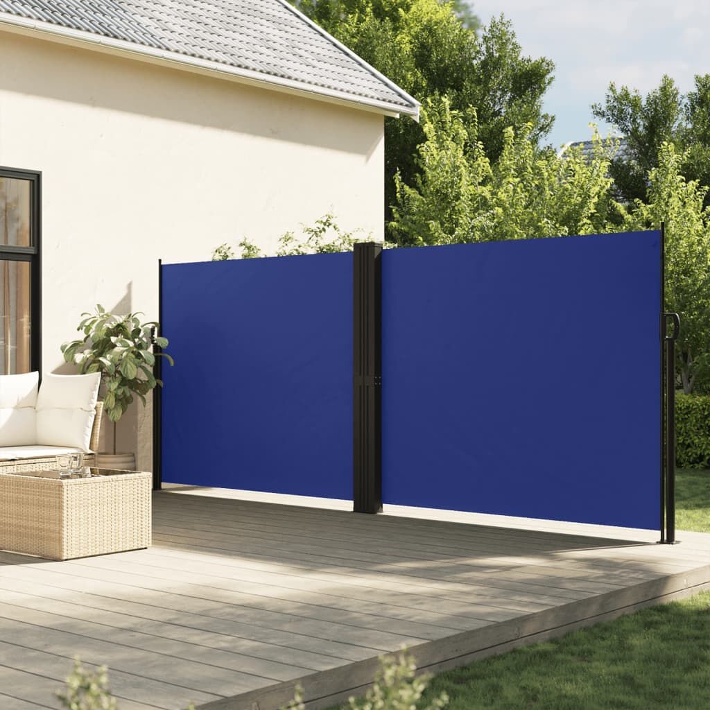 Paravent rétractable 160 x 600 cm bleu - Jusqu'à 34% de remise