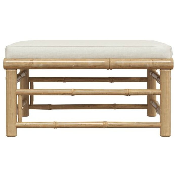 Repose-pieds de jardin en bambou et coussin crème - Jusqu'à 34% de remise