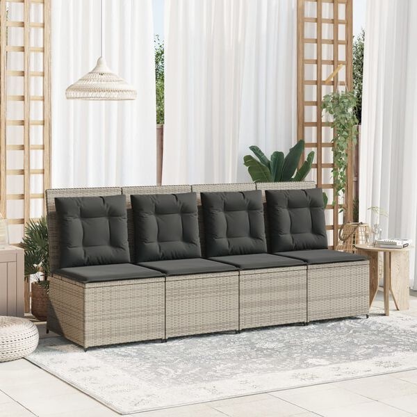 Vidaxl Banc de jardin inclinable en résine tressée gris - Jusqu'à -61%