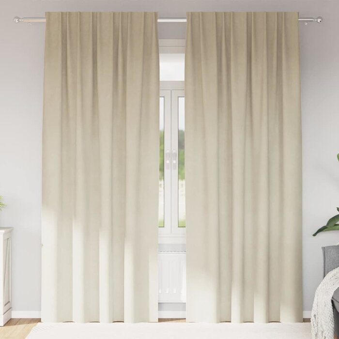 Lot de 2 rideaux occultants velours crème 140x260cm - Jusqu'à 32% de remise