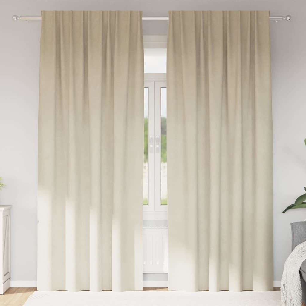 Lot de 2 rideaux occultants velours crème 140x260cm - Jusqu'à 32% de remise