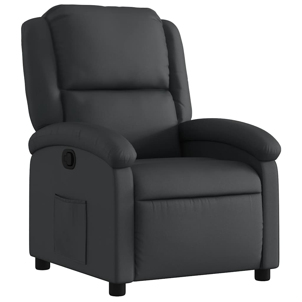 Fauteuil inclinable en cuir véritable noir - Jusqu'à -35%
