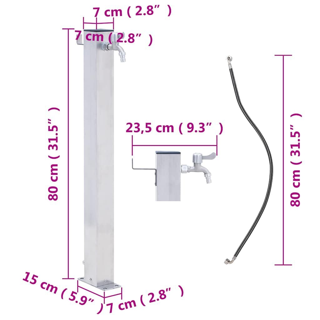 Borne fontaine de jardin carrée 80 cm en inox - Jusqu'à -32% sur l'outlet