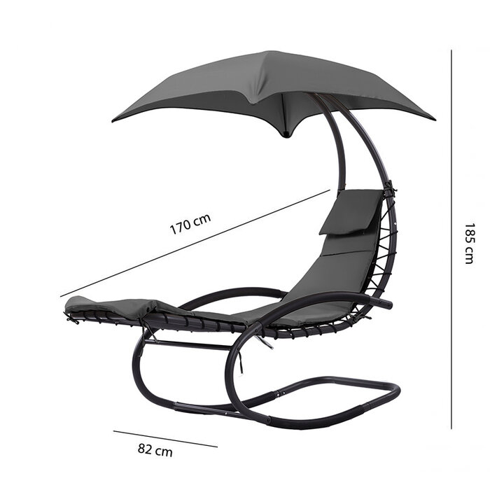 Chaise longue à bascule avec pare-soleil - Anthracite - Jusqu'à 38% de remise