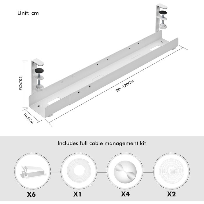 Goulotte de câble extensible 800-1200 mm - Fixation pince - Jusqu'à -28%