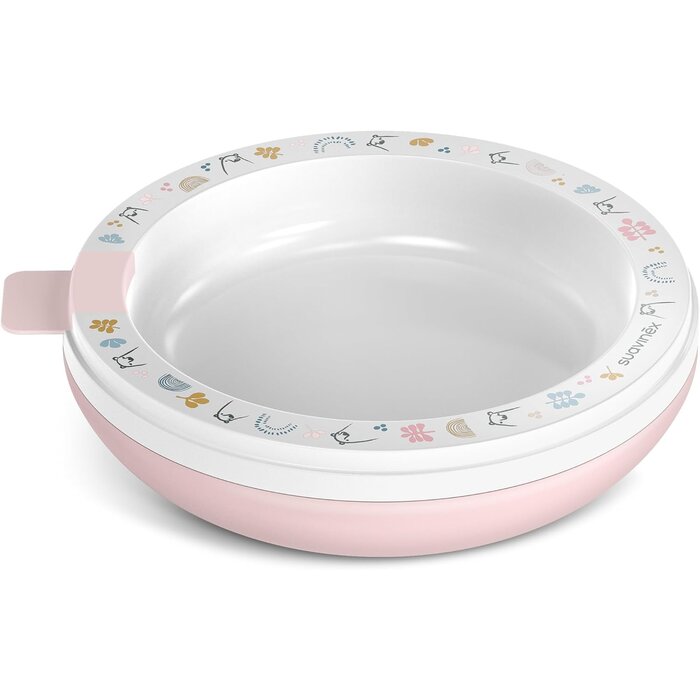 Set de vaisselle pour bébé avec assiette thermique - Rose - Jusqu'à -58%