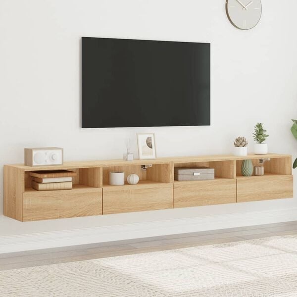 Lot de 2 meubles TV suspendus chêne Sonoma - Jusqu'à 34% de remise