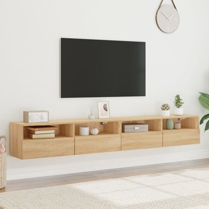 Lot de 2 meubles TV suspendus chêne Sonoma - Jusqu'à 34% de remise