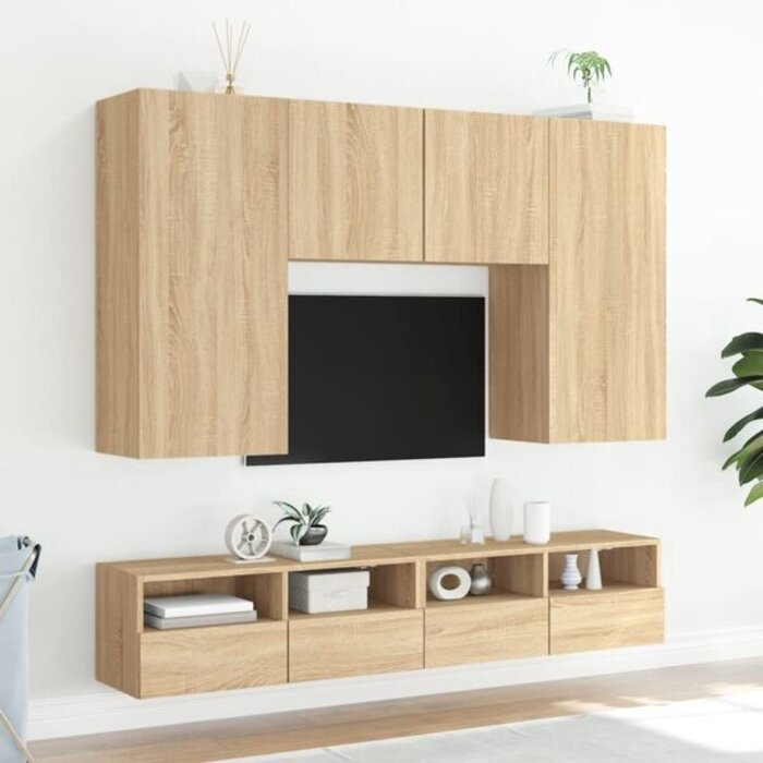 Lot de 2 meubles TV suspendus chêne Sonoma - Jusqu'à 34% de remise