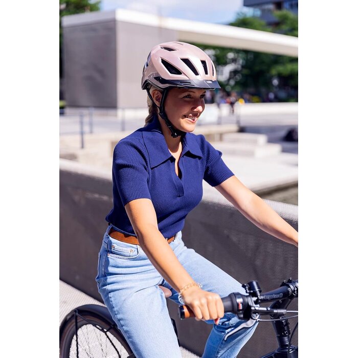 Casque vélo électrique à visière et LED - Bleu mat - Jusqu'à 30% de réduction