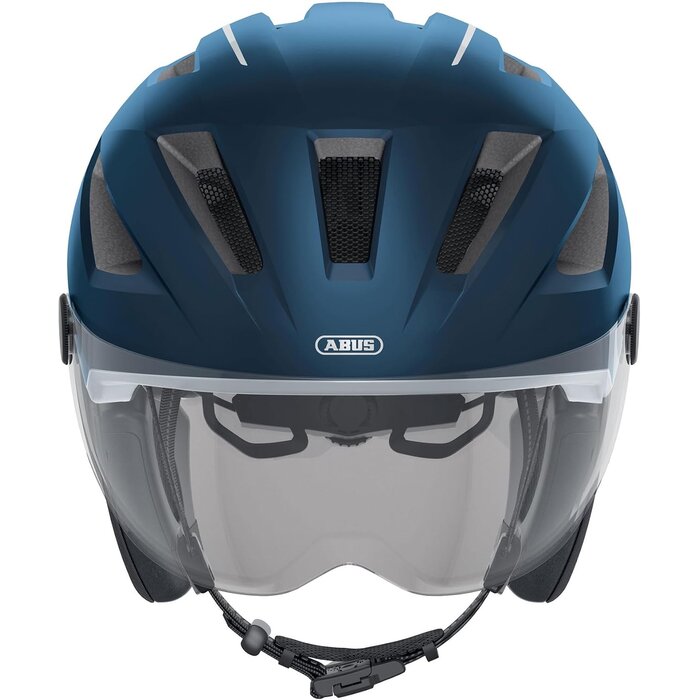 Casque vélo électrique à visière et LED - Bleu mat - Jusqu'à 30% de réduction