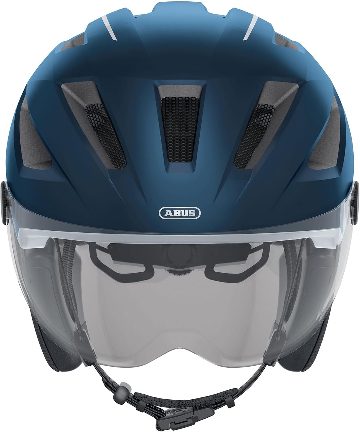 Casque vélo électrique à visière et LED - Bleu mat - Jusqu'à 30% de réduction