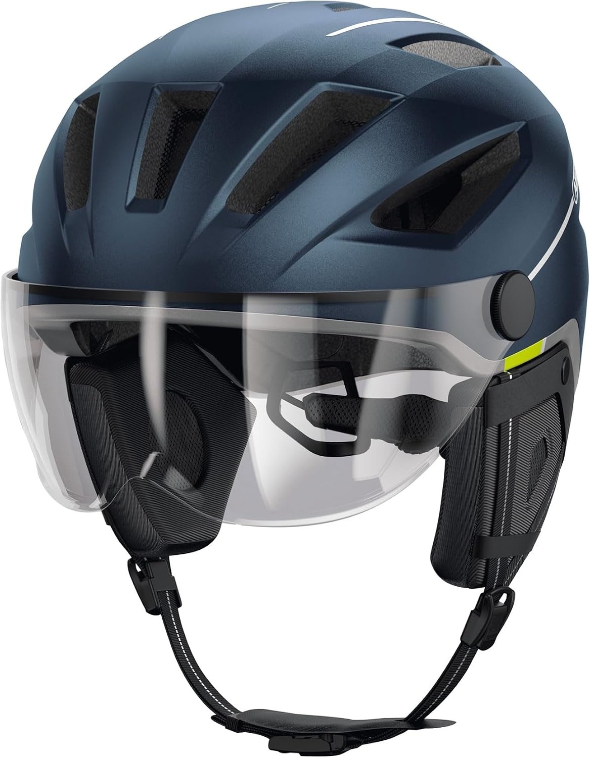 Casque vélo électrique à visière et LED - Bleu mat - Jusqu'à 30% de réduction