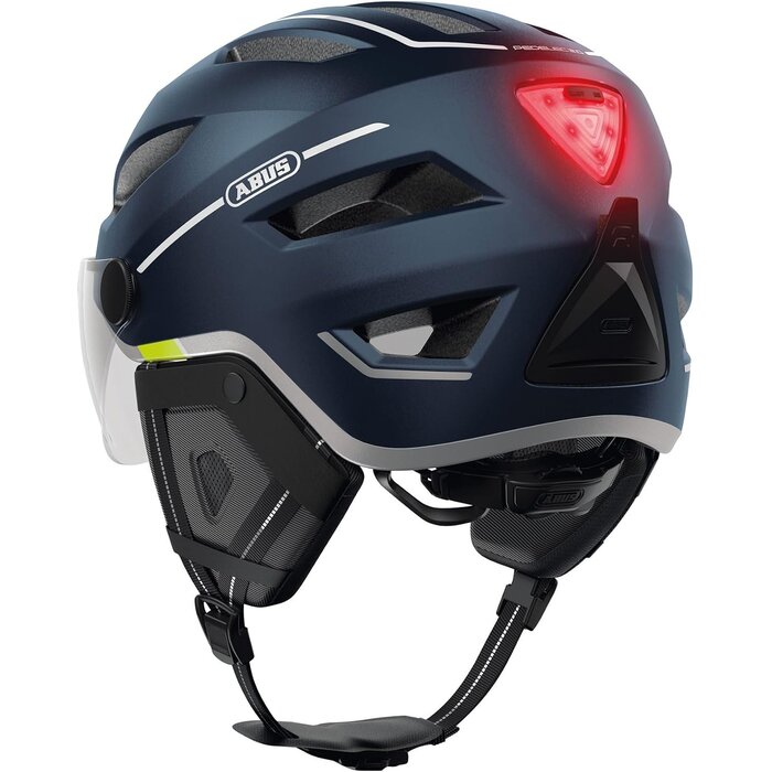 Casque vélo électrique à visière et LED - Bleu mat - Jusqu'à 30% de réduction