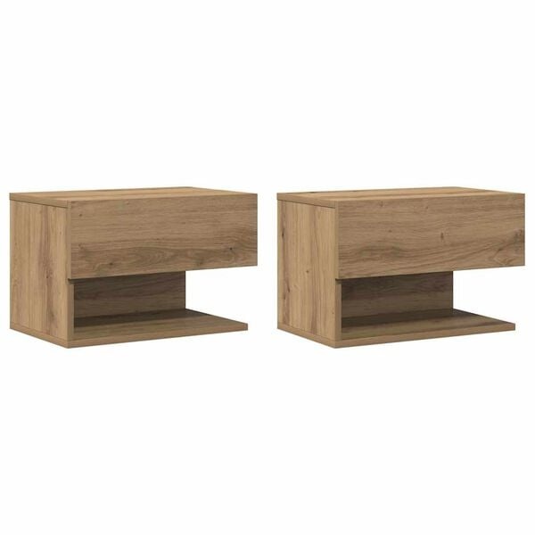 Lot de 2 tables de chevet murales effet chêne - Jusqu'à -34% de remise