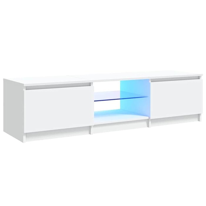 Meuble TV avec éclairage LED 140x40 cm - Blanc - Jusqu'à 34% de remise