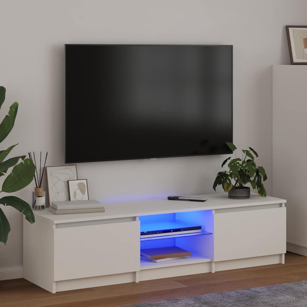Meuble TV avec éclairage LED 140x40 cm - Blanc - Jusqu'à 34% de remise