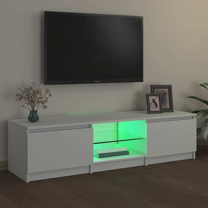 Meuble TV avec éclairage LED 140x40 cm - Blanc - Jusqu'à 34% de remise