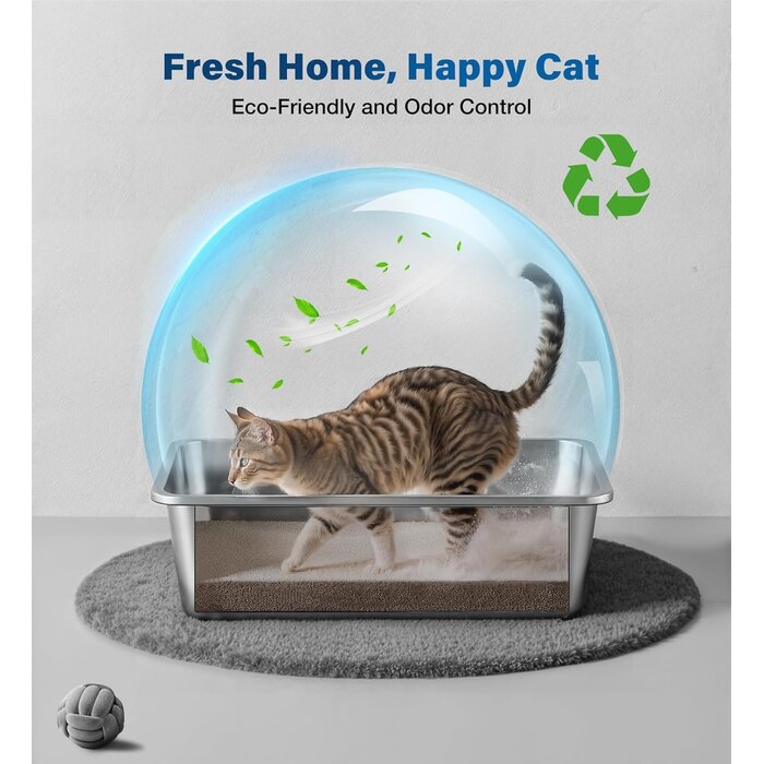 Bac à litière XXL en acier inoxydable pour grands chats - Jusqu'à 33% de remise