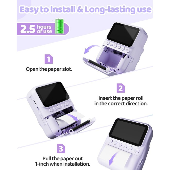 Appareil photo instantané enfant 48MP - Violet - Jusqu'à -28% de remise