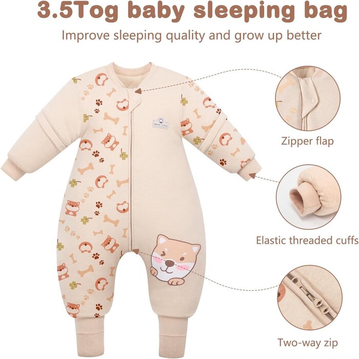 Gigoteuse avec pieds 3.5 TOG Motif Chiot (4-5 ans) - Jusqu'à 32% de remise