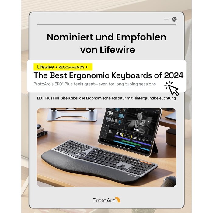 Clavier ergonomique sans fil QWERTZ rétroéclairé - Jusqu'à 29 % de remise