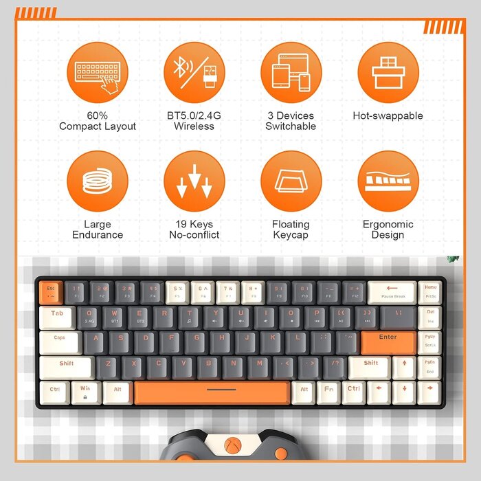 Clavier mécanique gaming 60% compact - Milkshake - Jusqu'à 33% de remise
