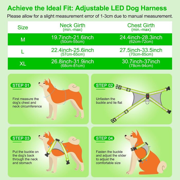 Harnais LED pour chien réglable - Visibilité maximale - Jusqu'à -26%