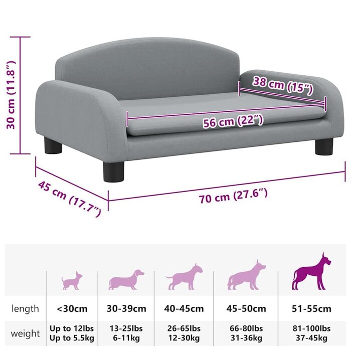Canapé pour chien élégant 70x45cm - Jusqu'à -34%