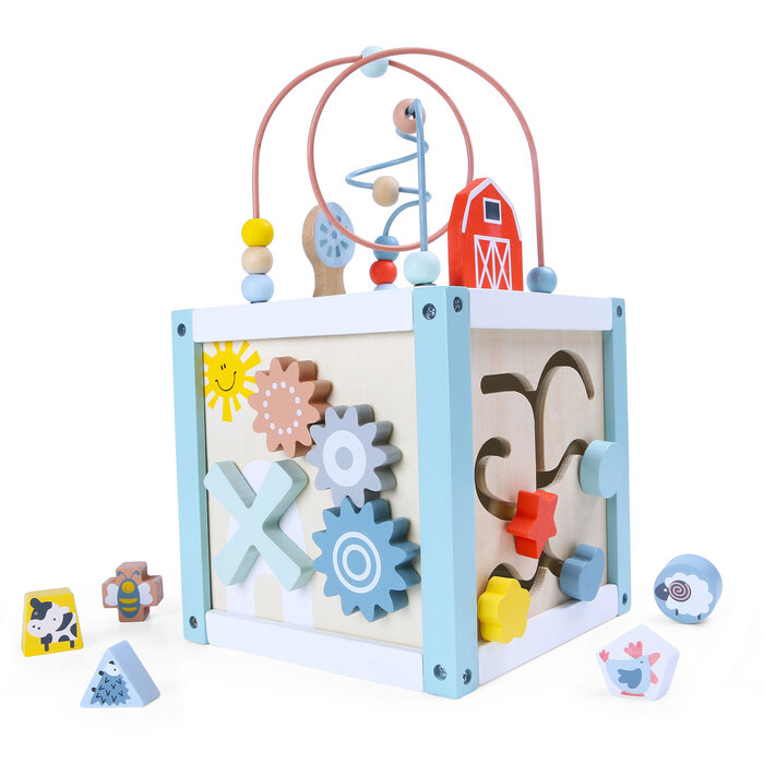 Ecotoys Cube d'activités en bois - Jusqu'à 70% de remise