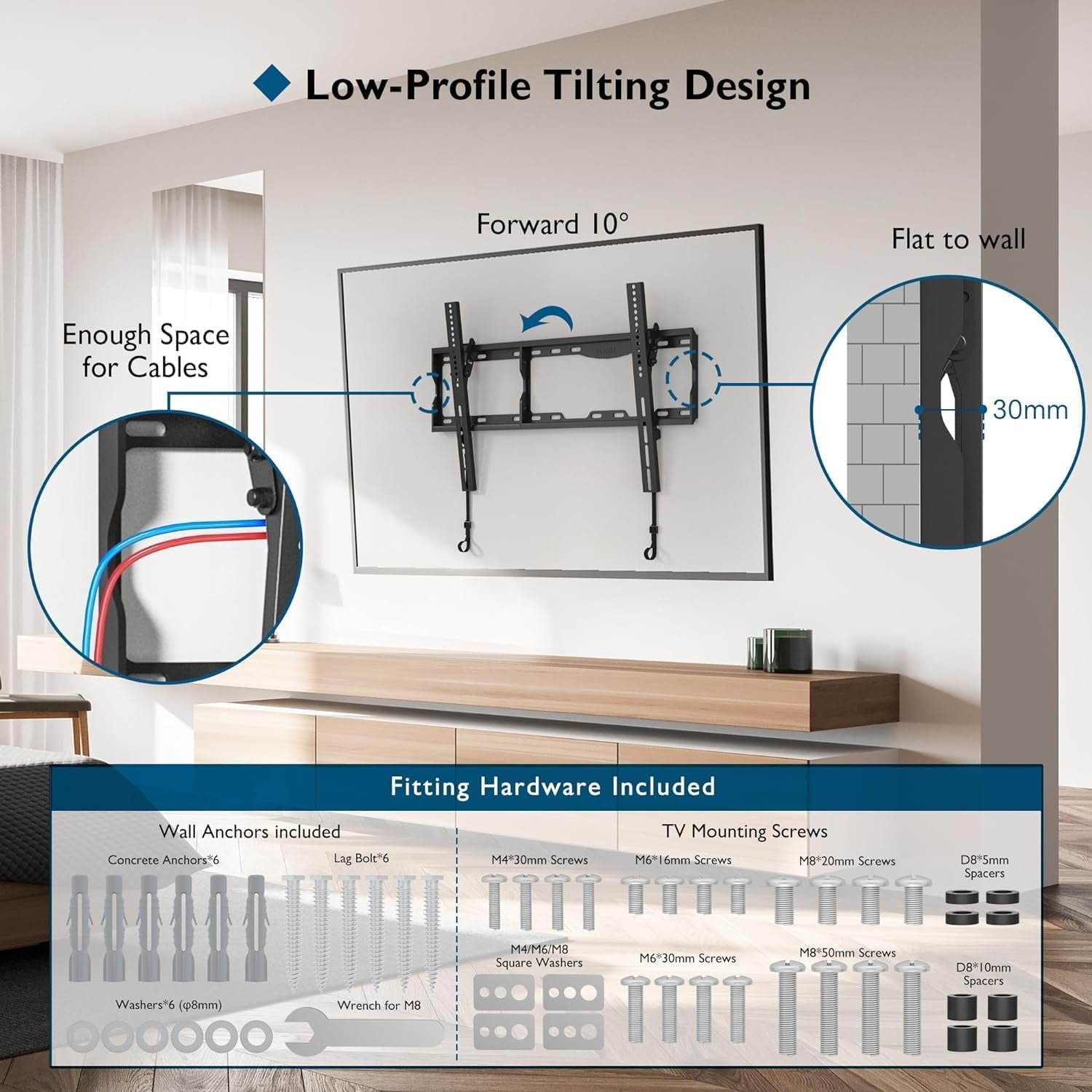 Support Mural TV Inclinable 17-86" Jusqu'à 75kg - Remisé jusqu'à 32%