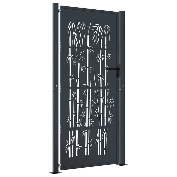 Portillon de jardin motif bambou anthracite 105x205cm - Jusqu'à 35% de remise