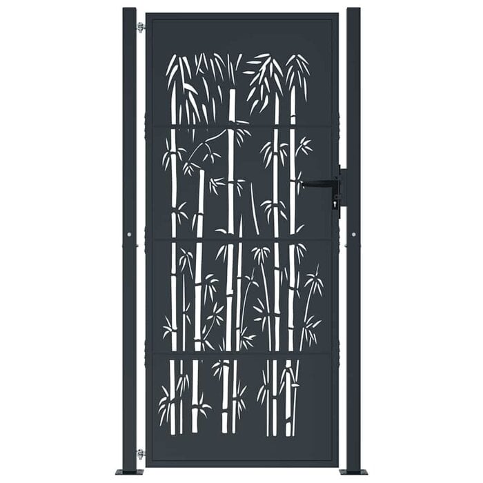 Portillon de jardin motif bambou anthracite 105x205cm - Jusqu'à 35% de remise